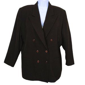 Vintage 80s Jacqueline Ferrar USA Dbl-Breast Blazer Suit Coat Women-16 Brown